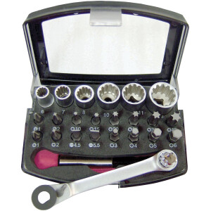 Bits-/topsæt 1/4" 25 dele