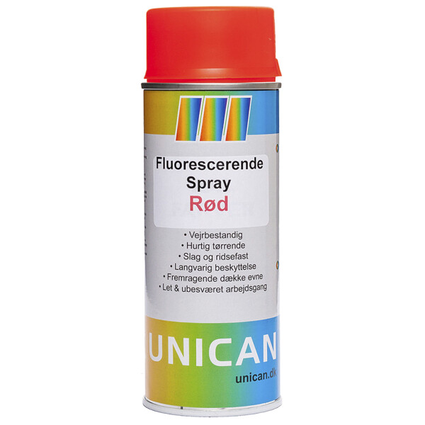 Unican spray fluorescerende rød 400ml - SVS Værktøj