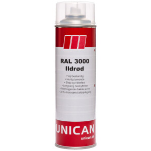 Unican RAL3000 ildrød spraymaling