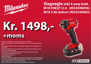 Milwaukee Slagnøgle inkl 4 amp