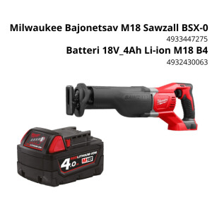 Milwaukee Bajonetsav M18 Sawzall BSX-0 + batteri