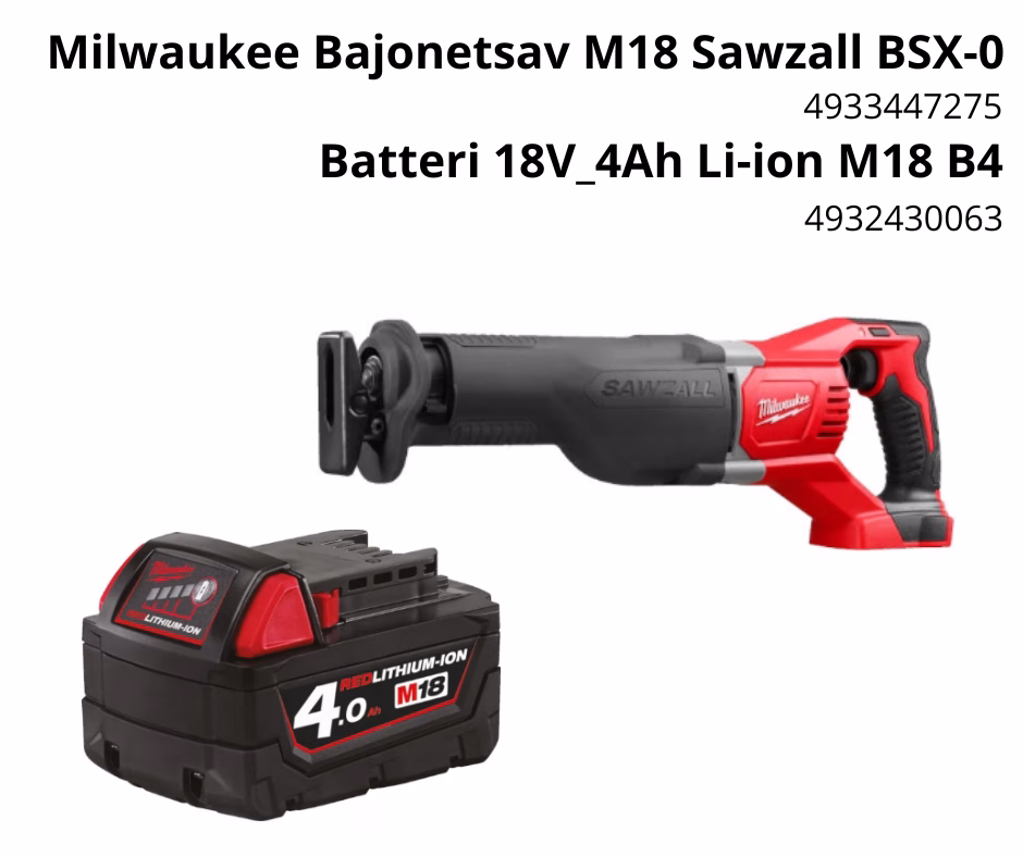 Milwaukee Bajonetsav M18 Sawzall BSX-0 + batteri