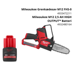 Milwaukee Grenkædesav M12 FHS-0 + batteri